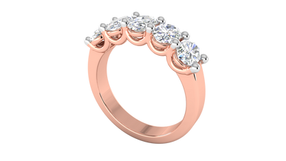 2.00 Ctw Luxurious Oval Cut Five-Stone Wedding Band With U-Shape Prong Setting In 14K Rose Gold