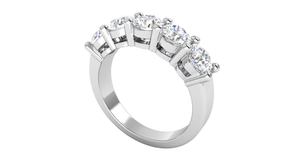 2.00 Ctw Elegant Five-Stone Wedding Band Set In 14K White Gold