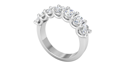 2.10 Ctw Luxurious Oval Cut Seven Stone Wedding Band With U-Shape Prong Setting In 14K White Gold