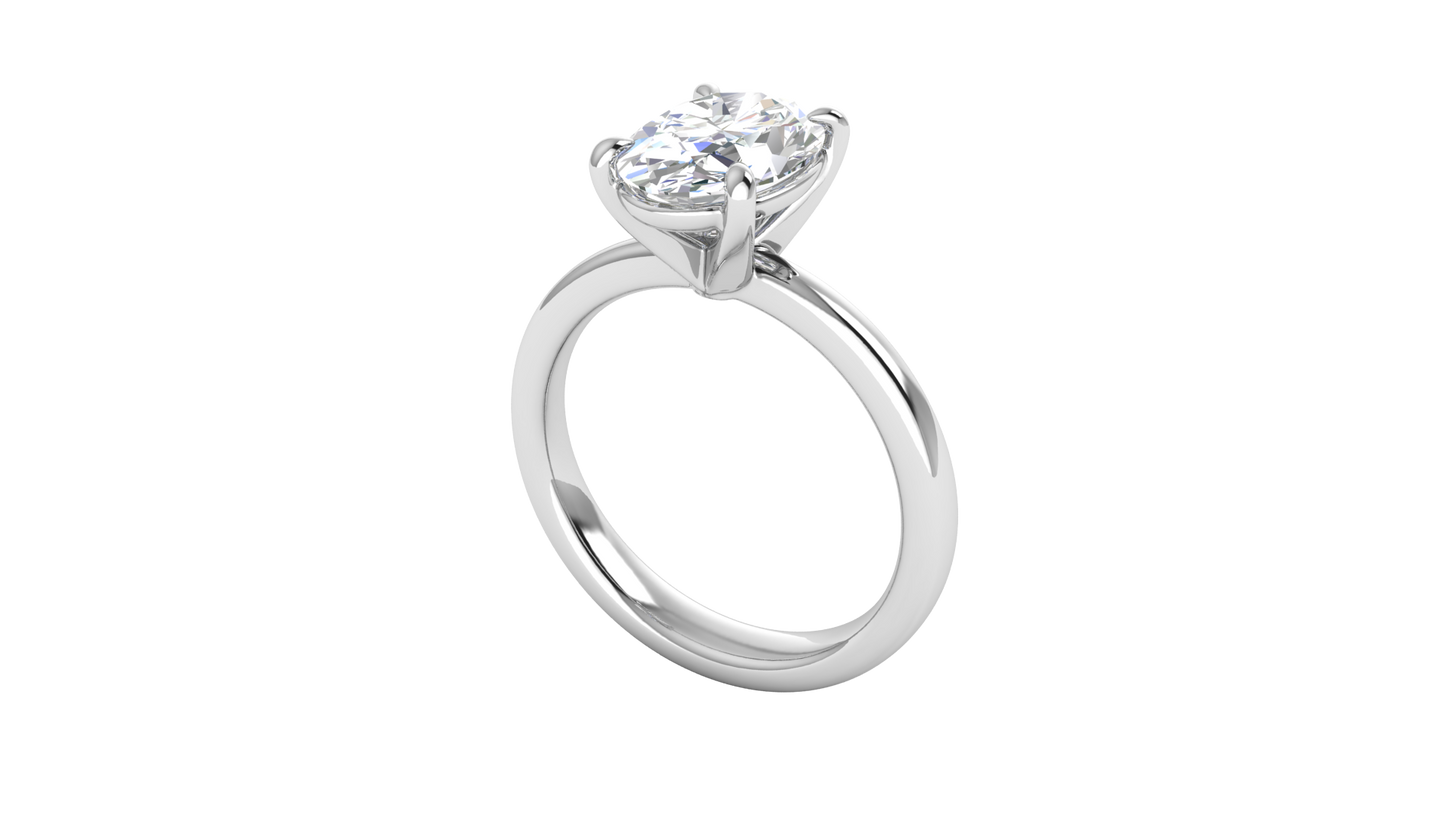 2.00 Ctw Oval Cut Solitaire Engagement Ring Set In 14K White Gold