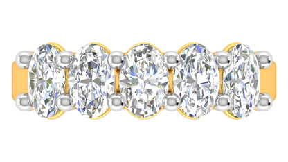 2.00 Ctw Luxurious Oval Cut Five-Stone Wedding Band With U-Shape Prong Setting In 14K Yellow Gold