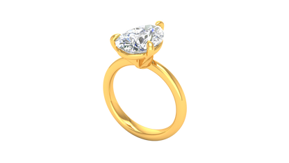 4.00 Ctw Pear Cut Solitaire Engagement Ring Set In 14K Yellow Gold