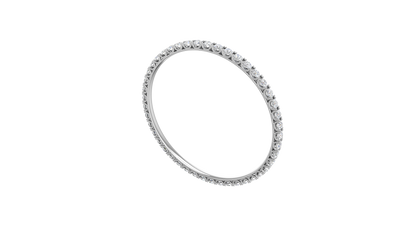 17.10 Ctw Round Cut Diamond Bangle | Shared Prong Diamond Bangle Set In Luxury 14K White Gold