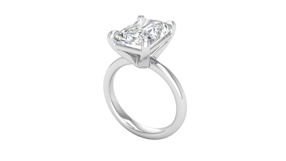 5.00 Ctw Radiant Cut Solitaire Engagement Ring Set In 14K White Gold