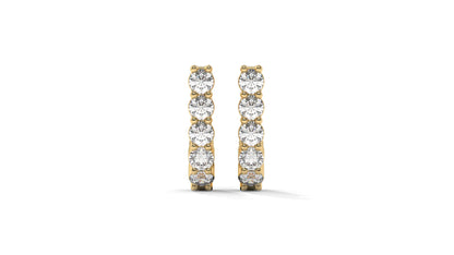 0.74 CTW Round Diamond Hoop Earrings In 14K Yellow Gold – Shared-Prong Setting