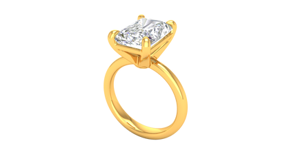 5.00 Ctw Radiant Cut Solitaire Engagement Ring Set In 14K Yellow Gold