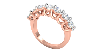 2.10 Ctw Dazzling Seven-Stone Wedding Band With U-Shape Prong Setting In 14K Rose Gold