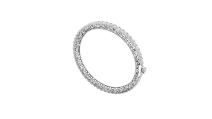 11.13 Ctw Round Cut Diamond Bangle | Antique-Inspired Diamond Bangle & Elegant Vintage Style Jewellery Set In 14K White Gold