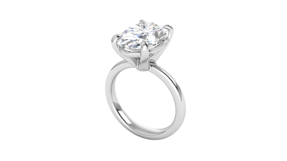 5.00 Ctw Oval Cut Solitaire Engagement Ring Set In 14K White Gold