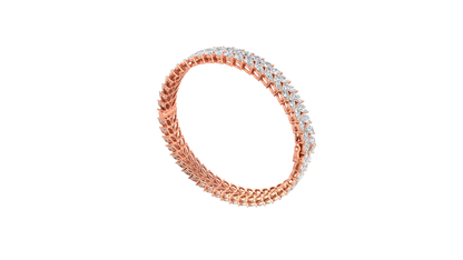 37.60 Ctw Marquise Cut Diamond Bangle | Marquise Leaf Diamond Bangle Set In Luxury 14K Rose Gold