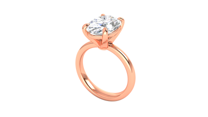 4.00 Ctw Oval Cut Solitaire Engagement Ring Set In 14k Rose Gold