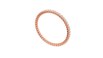 25.00 Ctw Round Cut Diamond Bangle | Twisted Rope Diamond Eternity Bangle Set In Luxury 18K Rose Gold