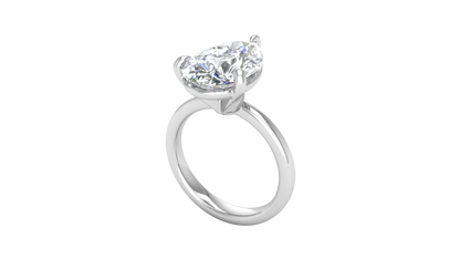 5.00 Ctw Pear Cut Solitaire Engagement Ring Set In 14K White Gold