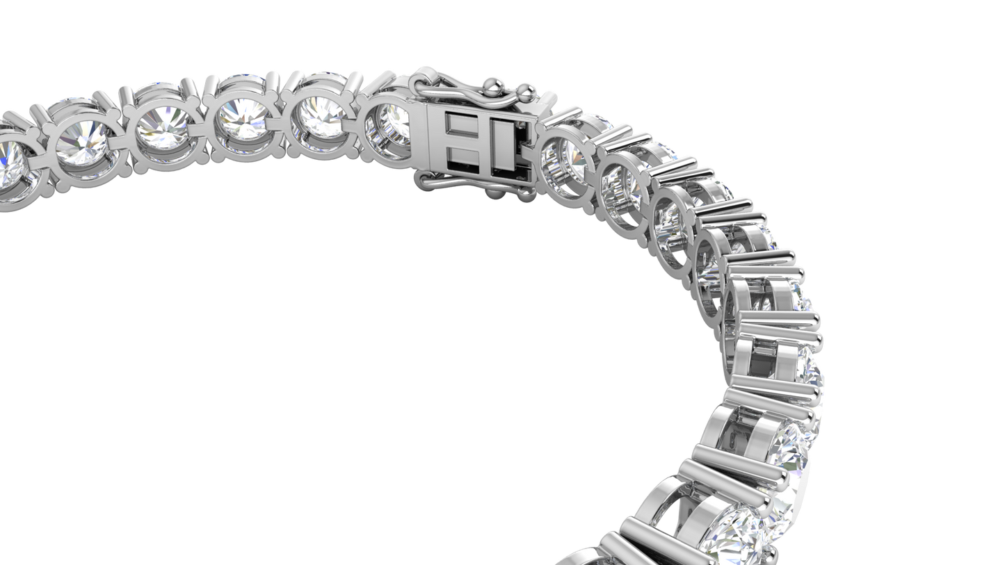 21.00 Ctw Round Brilliant Diamond Tennis Bracelet In 14K White Gold