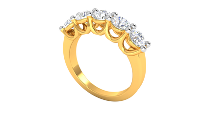 2.00 Ctw Five-Stone Wedding Band With U-Shape Prong Setting In 14K Yellow Gold
