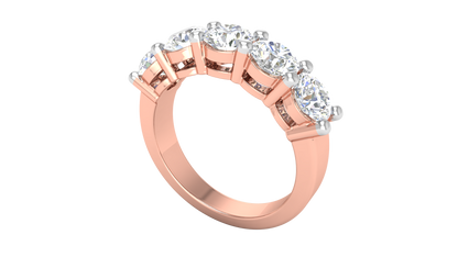 2.50 Ctw Five-Stone Wedding Band With U-Shape Prong Setting In 14K Rose Gold