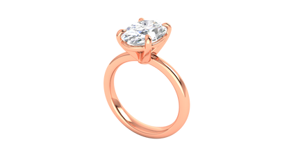 3.00 Ctw Oval Cut Solitaire Engagement Ring Set In 14K Rose Gold