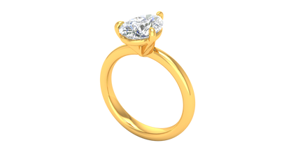 2.00 Ctw Pear Cut Solitaire Engagement Ring Set In 14K Yellow Gold