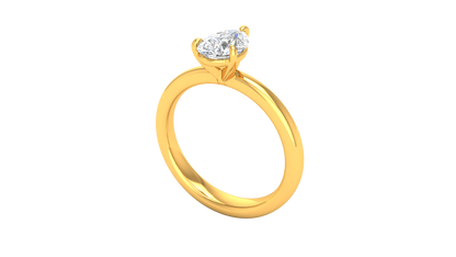 1.00 Ctw Pear Cut Solitaire Engagement Ring Set In 14K Yellow Gold
