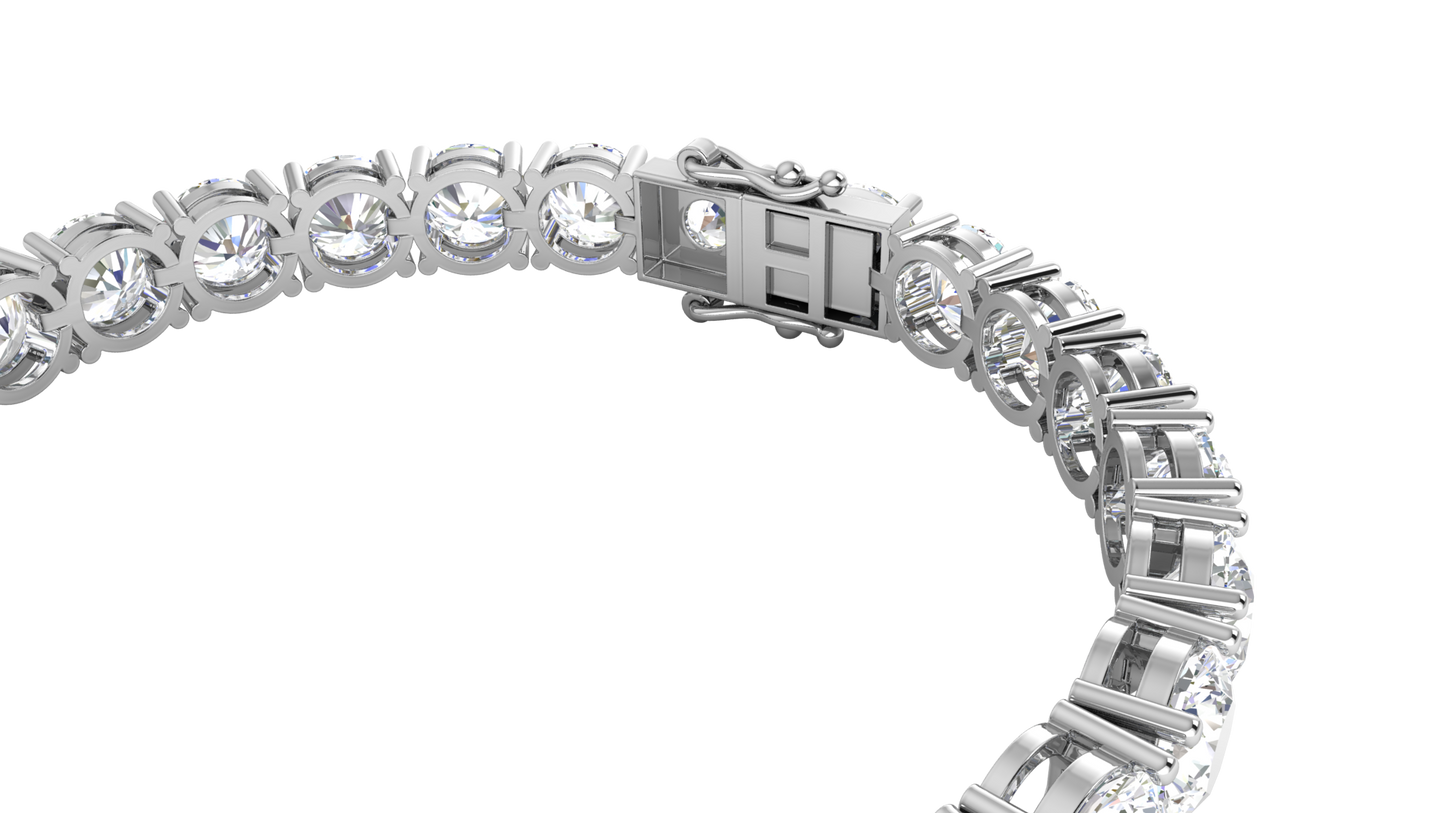 27.00 Ctw Round Brilliant Diamond Tennis Bracelet In 14K White Gold