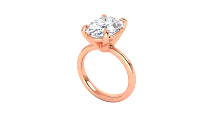 5.00 Ctw Oval Cut Solitaire Engagement Ring Set In 14K Rose Gold