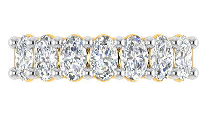 2.10 Ctw Luxurious Oval Cut Seven Stone Wedding Band With U-Shape Prong Setting In 14K Yellow Gold
