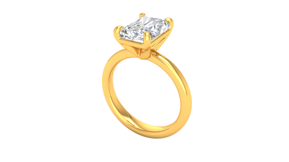 3.00 Ctw Radiant Cut Solitaire Engagement Ring Set In 14K Yellow Gold