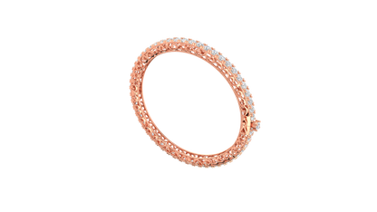 11.13 Ctw Round Cut Diamond Bangle | Antique-Inspired Diamond Bangle & Elegant Vintage Style Jewellery Set In 14K Rose Gold