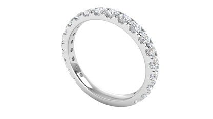 0.90 Ctw Timeless 4 Prong Wedding Band Set In 14K White Gold