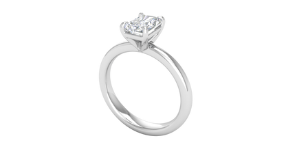 1.00 Ctw Radiant Cut Solitaire Engagement Ring Set In 14K White Gold