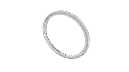 32.40 Ctw Round Cut Diamond Bangle | Double Row Pavé-Set Luxury Diamond Bangle Set In 14K White Gold