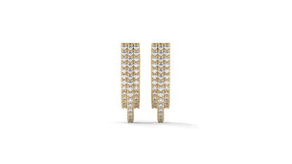 0.41 CTW Round Diamond Triple-Row Hoop Earrings in 14K Yellow Gold – Pavé Setting