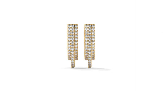 0.41 CTW Round Diamond Triple-Row Hoop Earrings in 14K Yellow Gold – Pavé Setting