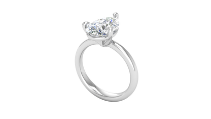 3.00 Ctw Pear Cut Solitaire Engagement Ring Set In 14K White Gold