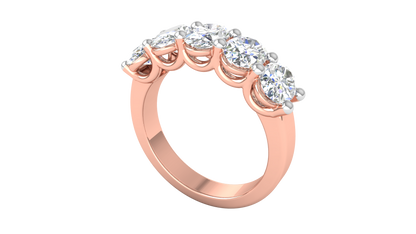 2.50 Ctw Luxurious Oval Cut Five-Stone Wedding Band With U-Shape Prong Setting In 14K Rose Gold