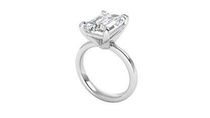 5.00 Ctw Emerald Cut Solitaire Engagement Ring Set In 14K White Gold