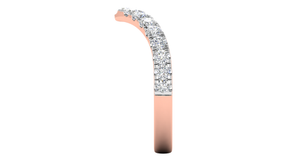 0.68 Ctw Elegant Diamond Chevron Ring Set In 14K Rose Gold