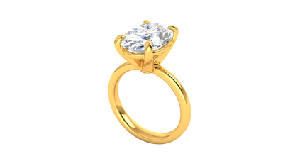 5.00 Ctw Oval Cut Solitaire Engagement Ring Set In 14K Yellow Gold