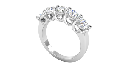 2.00 Ctw Five-Stone Wedding Band With U-Shape Prong Setting In 14K White Gold