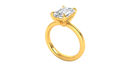 3.00 Ctw Emerald Cut Solitaire Engagement Ring Set In 14K Yellow Gold