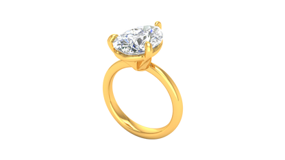 5.00 Ctw Pear Cut Solitaire Engagement Ring Set In 14K Yellow Gold