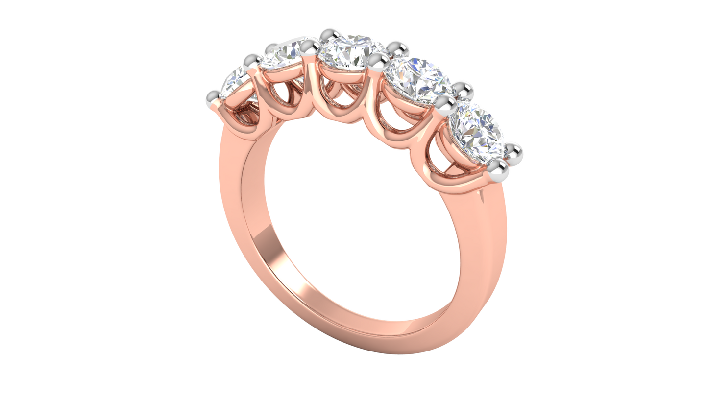 2.00 Ctw Five-Stone Wedding Band With U-Shape Prong Setting In 14K Rose Gold