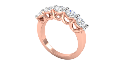 2.00 Ctw Five-Stone Wedding Band With U-Shape Prong Setting In 14K Rose Gold