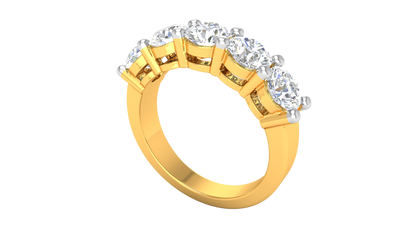 2.50 Ctw Five-Stone Wedding Band With U-Shape Prong Setting In 14K Yellow Gold