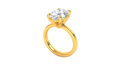 4.00 Ctw Oval Cut Solitaire Engagement Ring Set In 14k Yellow Gold