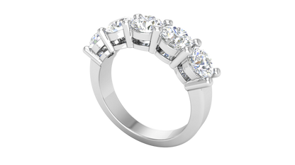 2.50 Ctw Five-Stone Wedding Band With U-Shape Prong Setting In 14K White Gold