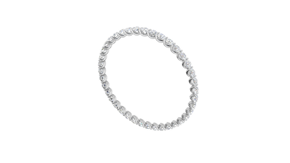39.00 Ctw Round Cut Diamond Bangle | Twisted Eternity Diamond Bangle Set In Luxury 14K White Gold