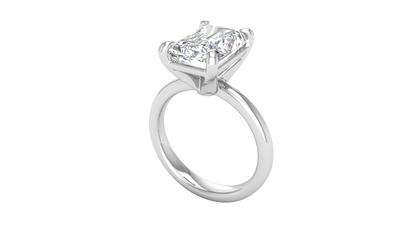 4.00 Ctw Radiant Cut Solitaire Engagement Ring Set In 14K White Gold