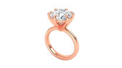 5.00 Ctw Classic Solitaire Engagement Ring Set In 14K Rose Gold