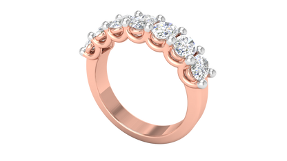 2.10 Ctw Luxurious Oval Cut Seven Stone Wedding Band With U-Shape Prong Setting In 14K Rose Gold